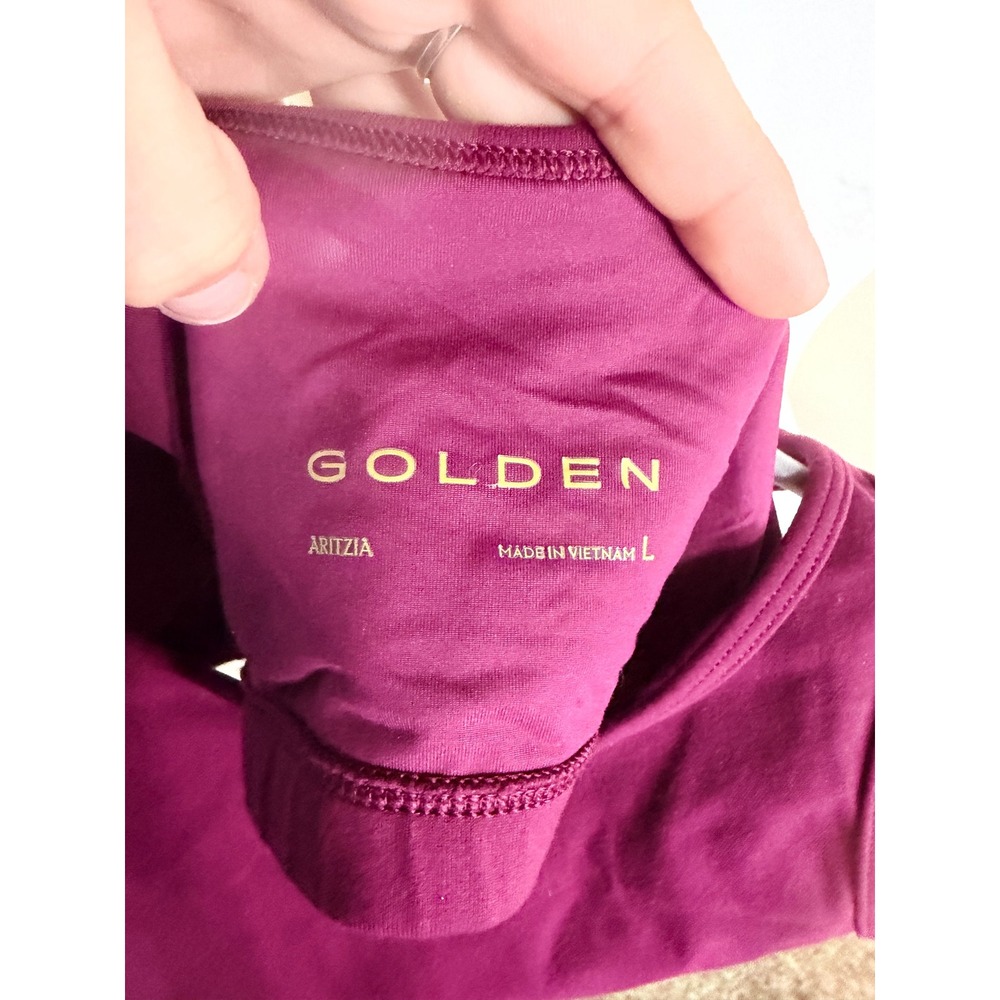 Aritzia Golden Tna Sports Bra Plum Burgundy Scoop Neck Activewear Large - Picture 3 of 3